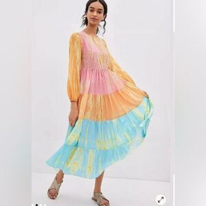 KAVITA BHARTIA Lukjana Tiered Maxi Dress Colorful Lightweight small